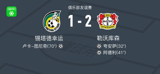 勒庫(kù)森勝錫塔德，阿德利、夸安薩進(jìn)球2-1