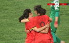 第39分鐘，鄭璐右路破門，U20女足3-0敘女足。